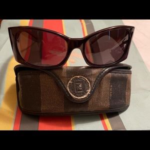 Fendi tortoise shell sunglasses with purple interior